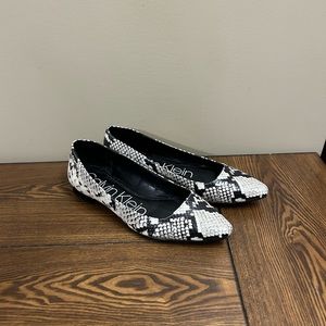 Calvin Klein snake print pointed toe flats